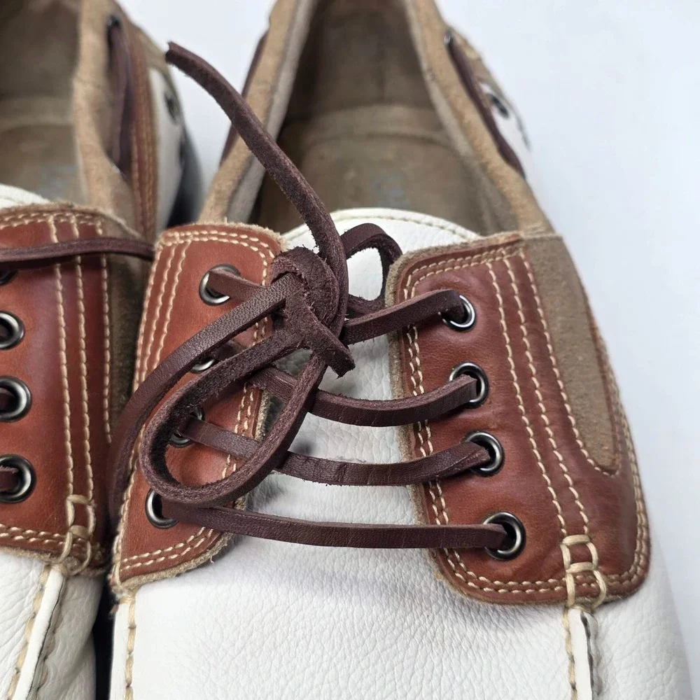 Kenneth Cole Unlisted Duck Quick Shoes Men's Size 15 White Brown Leather Casual